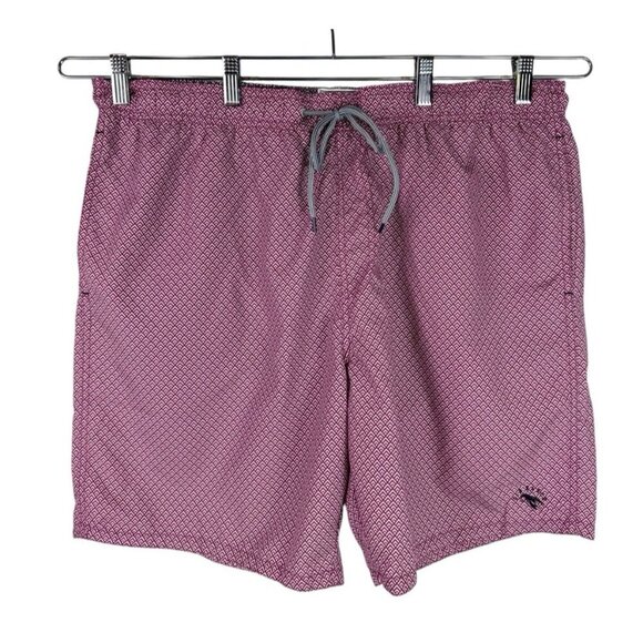Ted Baker London Men's 7 = US 40 Basket Lined Swim Trunks Pink Geometric EUC - Picture 1 of 16